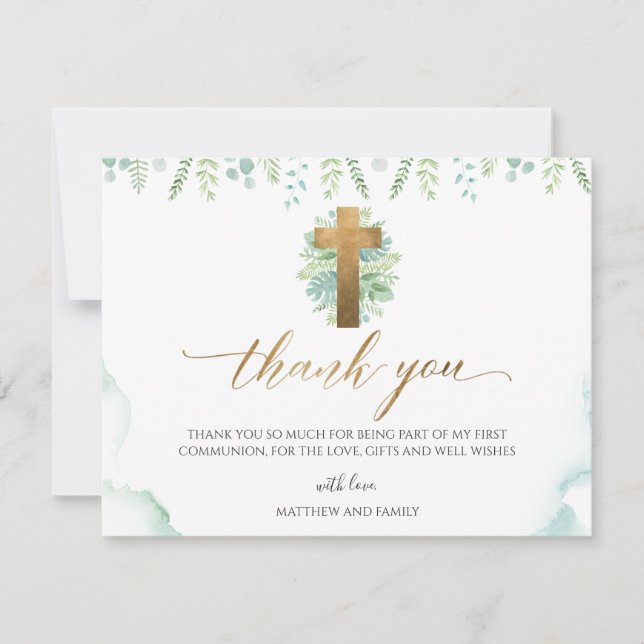 Tacken Religiösa för Grey Watercolor Tack Kort (Framsida)