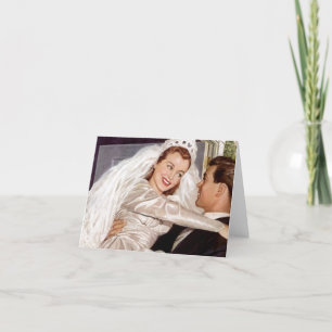 Tacken Retro Lycklig Bride & Groom Blank Cards Tack Kort