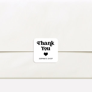 Tacken Retro och Boho Black and White Fyrkantigt Klistermärke