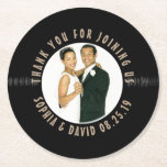 Tacken Retro Vinyl Record Wedding Favor Photo Underlägg Papper Rund<br><div class="desc">Retro Vinyl Record Wedding Favor Photo Tack Round Papper Underlägg. Unik och ny design! Om du vill ändra texten användor du alternativet personlig. Välj anpassningsalternativet för mer omfattande textändringar,  t.ex. ändringar av teckensnitt,  teckensnitt färg eller storlek text och layout. Justera fotot så att det passar.</div>