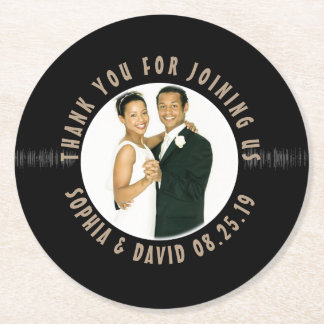 Tacken Retro Vinyl Record Wedding Favor Photo Underlägg Papper Rund