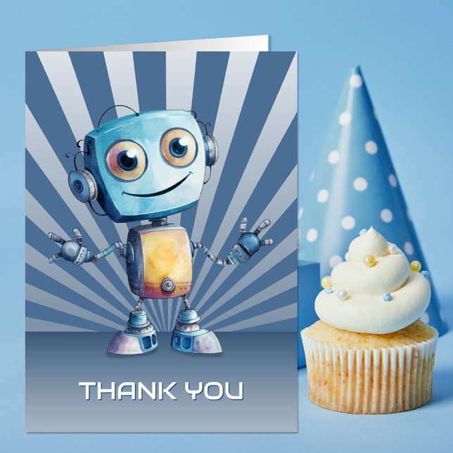 Tacken Robot Theme Birthday Tack Kort (Skapare uppladdad)