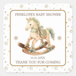 Tacken Rocking Horse Baby Shower Fyrkantigt Klistermärke