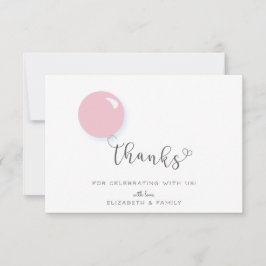 Tacken Rosa Balloon första födelsedag Tack Kort