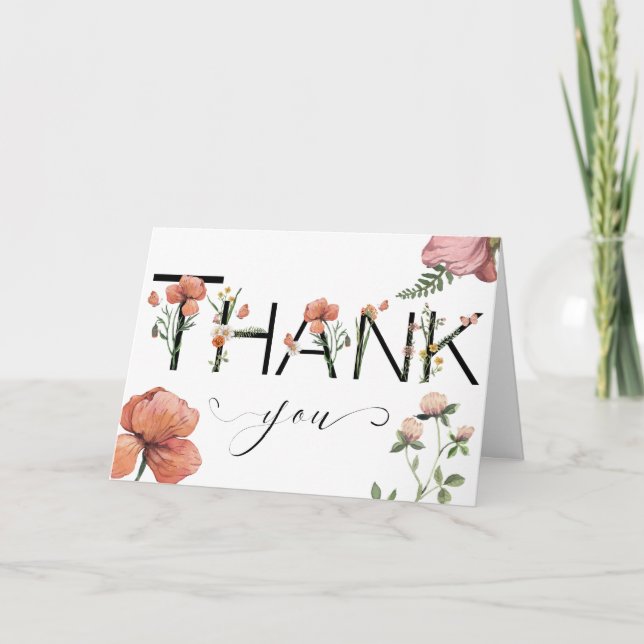 Tacken rosa vattenfärgspoppies kort (Framsida)