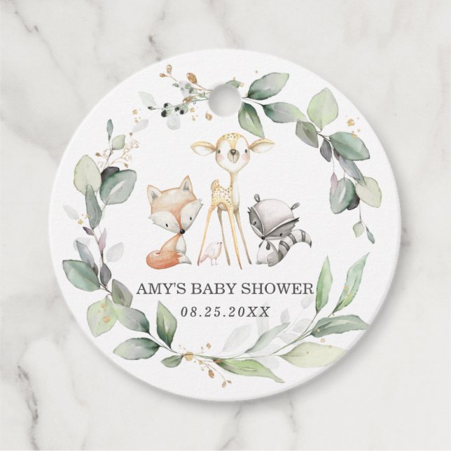 Tacken Rustic Greenery Woodland Animals Gåvor Etiketter (Framsida)
