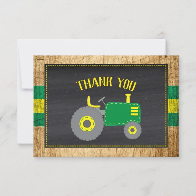 Tacken Rustic Grönt Tractor Baby Shower Tack Kort (Framsida)
