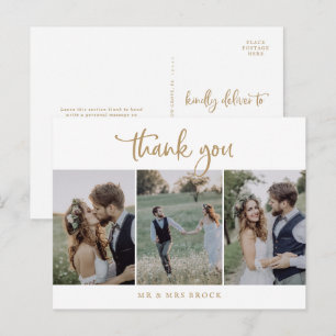 Tacken Rustic Guld Script 3-fotomall Vykort