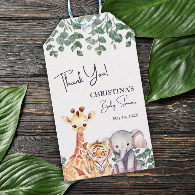 Tacken Safari Animals Baby Shower Presentetikett (Skapare uppladdad)