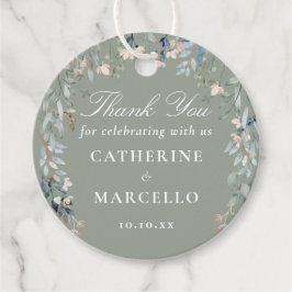 Tacken Sage Grönt Blommigt Bröllopsförmån Gåvor Etiketter