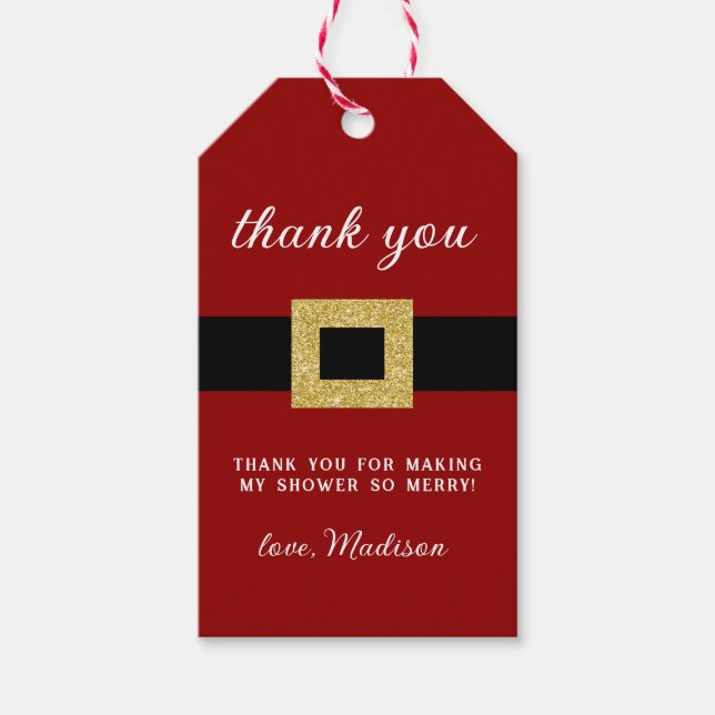 Tacken Santa Baby Baby Shower Presentetikett (Framsidan)