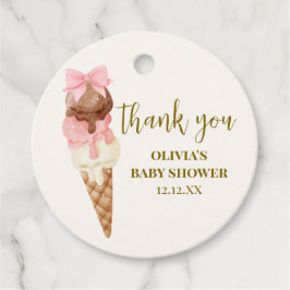 Tacken Scoop Bow Ice Cream Baby Shower Gåvor Etiketter