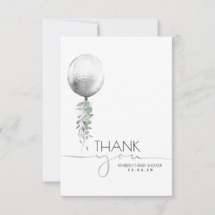 Tacken Silver Balloon Greenery Baby Shower Tack Kort