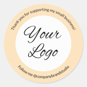 Tacken Small Business Add Logotyp Beige Runt Klistermärke