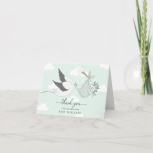 Tacken Stork Baby Shower för Mint Grönt Kort