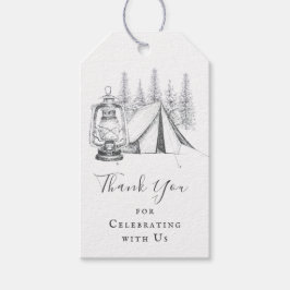 Tacken tält Camping Sketch Wedding Favor Presentetikett