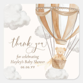 Tacken Tan Baby Shower för tidig Nalle Fyrkantigt Klistermärke