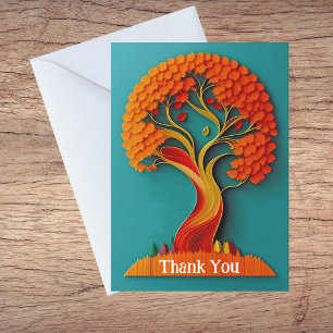 Tacken Träd Quilling Illustration med hösten Orang Helgkort