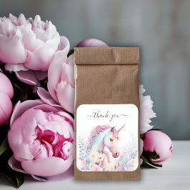 Tacken Vår Unicorn Watercolor Baby Shower Fyrkantigt Klistermärke