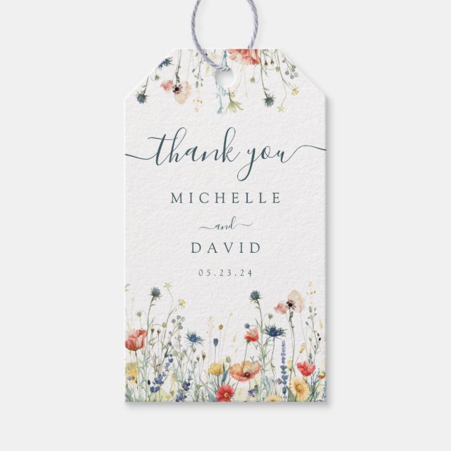 Tacken Vibrant Wildblombröllop - fördel Presentetikett (Framsidan)