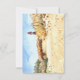 Tacken Watercolor Beach Lighthouse, Sympathy Anteckningskort