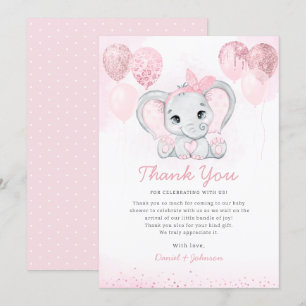 Tacken Watercolor Cute Elephant Baby Shower Inbjudningar