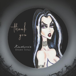 Tacken Watercolor Gothic Witch Black Runt Klistermärke