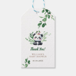 Tacken Watercolor Greenery Cute Panda Shower Presentetikett