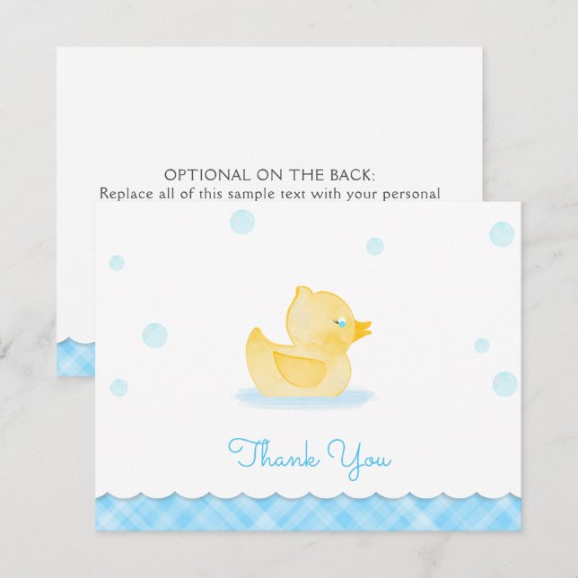 Tacken Watercolor Rubber Ducky Baby Shower Anteckningskort (Fram/baksida)