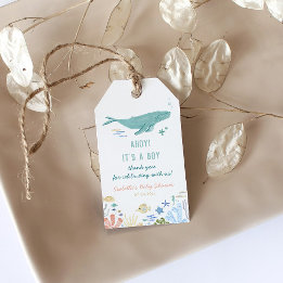 Tacken Whale Baby Shower Presentetikett