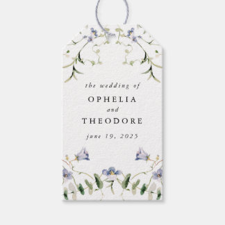 Tacken WildblomBlue Watercolor Wedding Favor Presentetikett