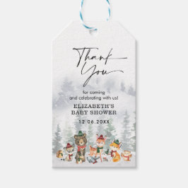 Tacken Winter Snö Forest Woodland Animal Presentetikett