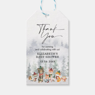 Tacken Winter Snö Forest Woodland Animal Presentetikett