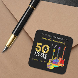 Tackens 50-årsdag Guitar Sten 50 Fyrkantigt Klistermärke