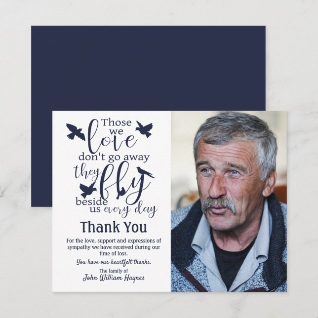 Tackens vanliga sympati för dem vi älskar fågel tack kort (Fram/baksida)