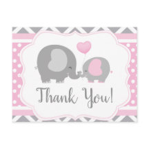 Tackens vykort för flickelefant i babyfodral