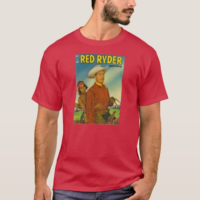 Täcker den RÖDA RYDER-humorboken 1951 för T-tröja Tee Shirt (Framsida)