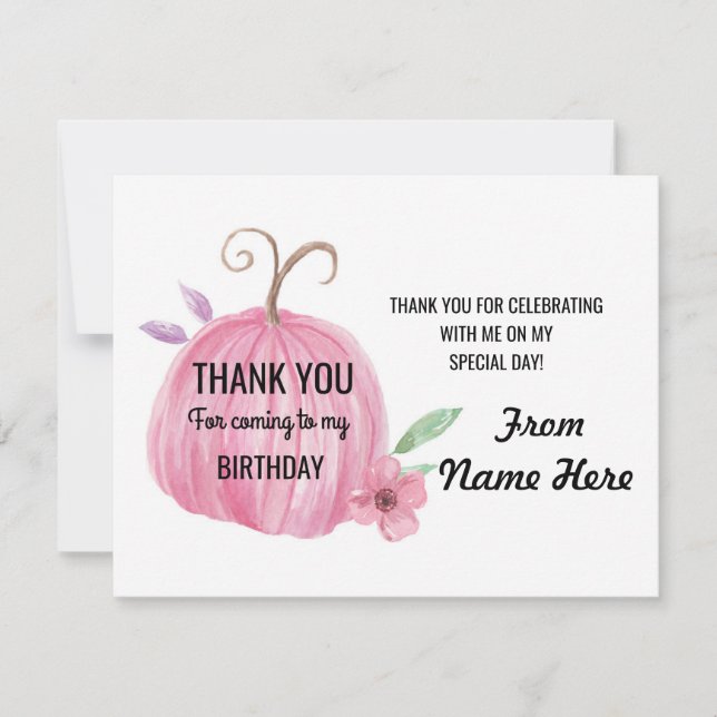 Tackflickan Cards rosa födelsedag för pumpa någon Tack Kort (Framsida)