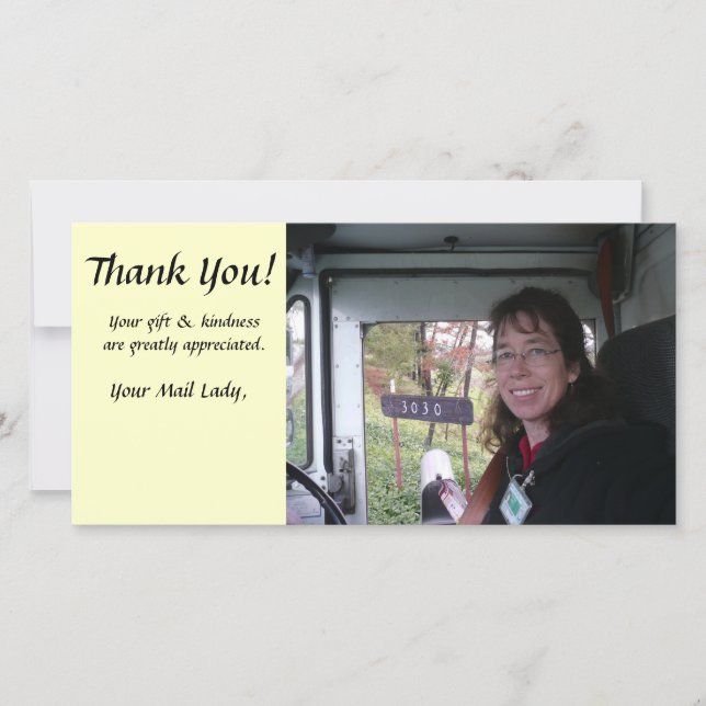 Tackfotokort - brevbärare tack kort (Framsida)