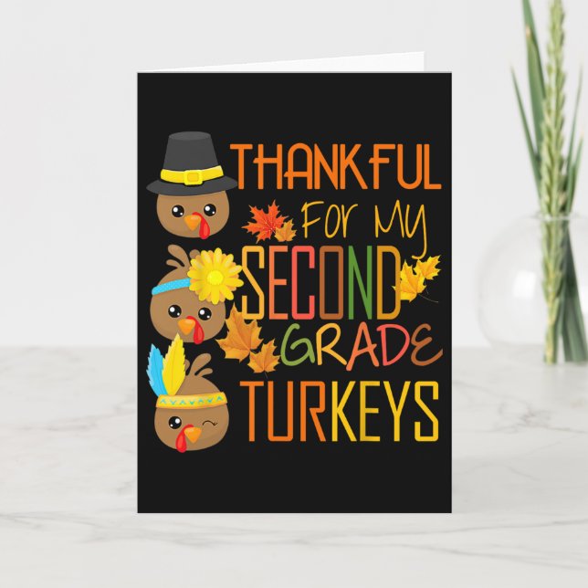 Tackfull För Min 2:a Klass Kalkon Thanksgiving Tur Kort (Framsida)