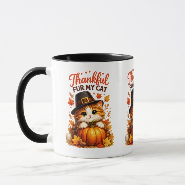 Tackfull För Min Katt Tackgivelsedagen Katt Mugg (Vänster)