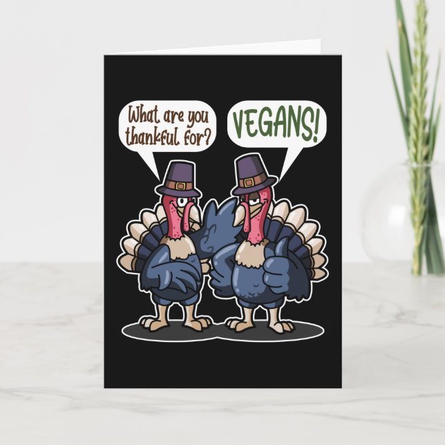 Tackfull För Veganer Rolig Kalkon Tacksgiving Pres Kort (Framsida)