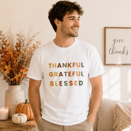 Tackfull Grateful Välsignad – Höstfärger T Shirt
