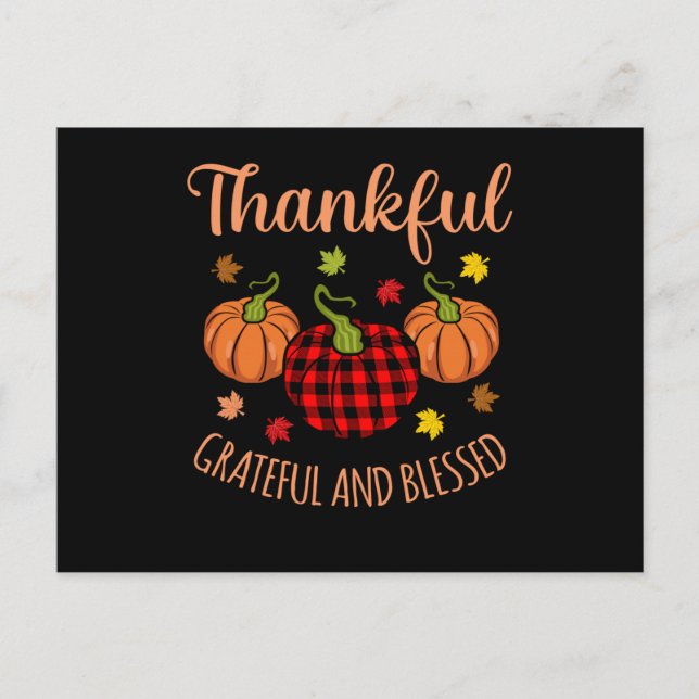 Tackfull Tacksam Salig Kalkon Tacksgiving Vykort (Framsida)