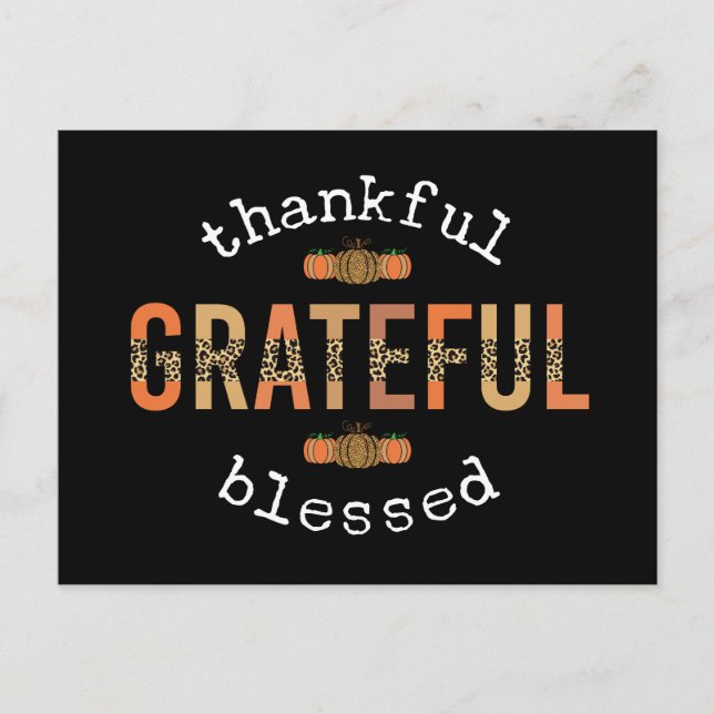 Tackfull Tacksam Salig Rolig Leopards tryck Höst Vykort (Framsida)