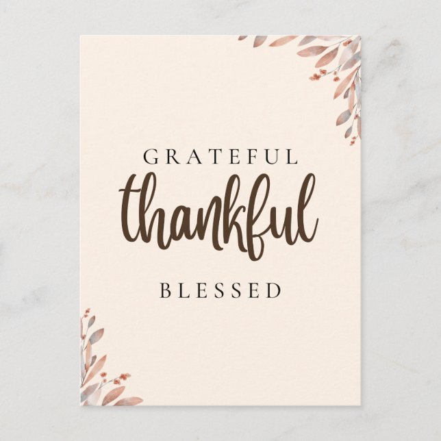 Tackfull Tacksam Välsignad Botanisk Vykort (Framsida)