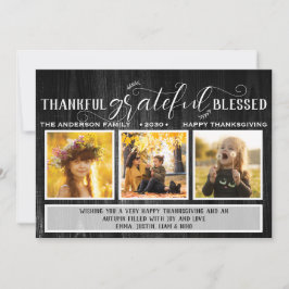 Tackfull Tacksam Välsignad Foto Tackgivelse Högtid Julkort