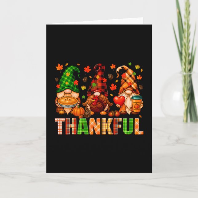 Tackfulla Gnomer Turkiet Randigt Höst Tacksgiving  Kort (Framsida)