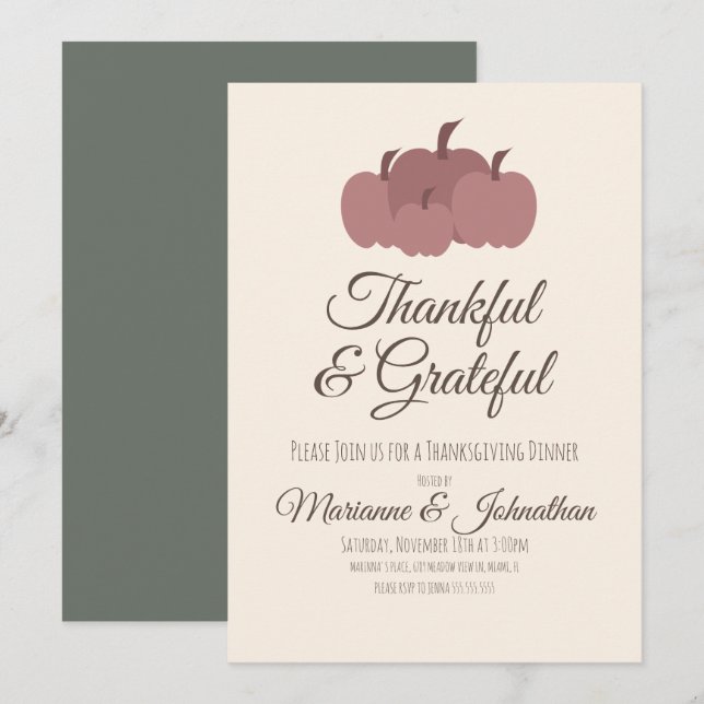 Tackfulla pumpaförsörj Thanksgiving-middag familj  Inbjudningar (Fram/baksida)