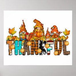 Tackfulla Tomtar Höst Thanksgiving Höst Pumpa Poster
